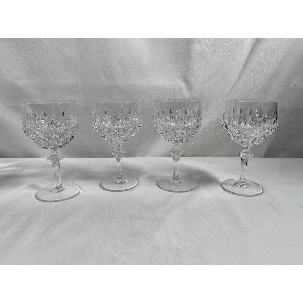 Lot of 4 Gorham Crystal La Scala Pattern Water Glass Wine Glass 5.75" tall #599